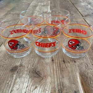 Vintage Lot 5 90s NFL Kansas City Chiefs 4' Glasses Helmet Whiskey Rocks Rounded